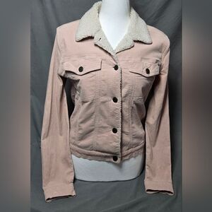 Womens Small Blush Pink Corduroy, Fleece Lined Jacket by Harper Heritage